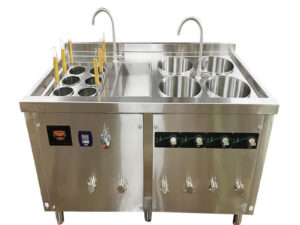 Restaurant Induction 6 Pasta Cooker 4 Dumpling Boilers with Cooling Zone
